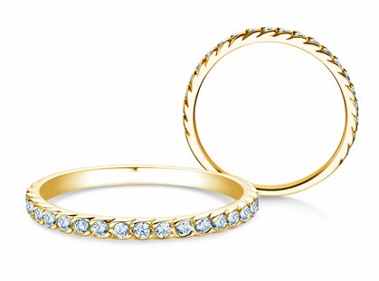 Bague de fiançailles Wave en 9K or jaune avec diamants 0,33ct G/SI
