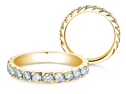 Bague de fiançailles Wave en 14K or jaune avec diamants 1,30ct G/SI
