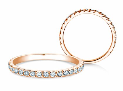 Bague de fiançailles Wave en 9K or rose avec diamants 0,33ct G/SI