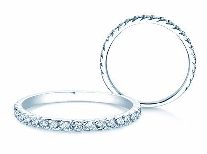 Bague de fiançailles Wave en 9K or blanc avec diamants 0,33ct G/SI