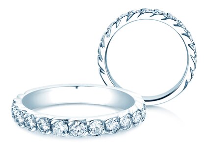 Bague de fiançailles Wave en 14K or blanc avec diamants 1,30ct G/SI