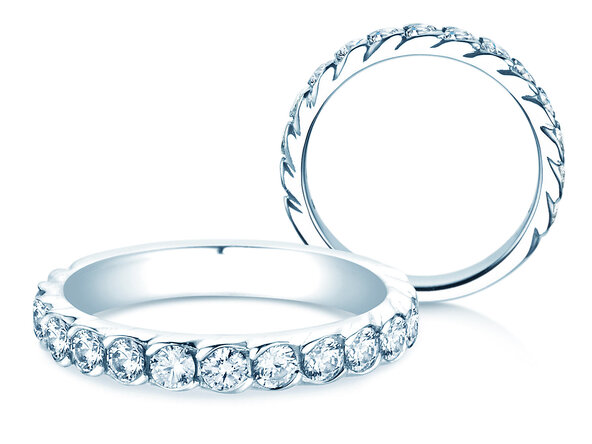 Bague de fiançailles Wave en 14K or blanc avec diamants 1,30ct G/SI