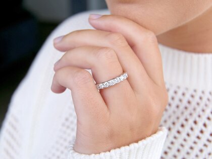 Bague de fiançailles Wave en 14K or blanc avec diamants 1,30ct G/SI