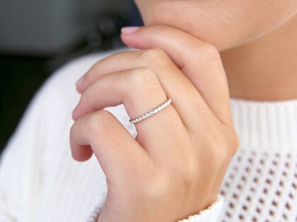Bague de fiançailles Wave en 14K or blanc avec diamants 0,33ct G/SI