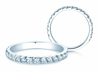 Bague de fiançailles Wave en 14K or blanc avec diamants 0,57ct G/SI