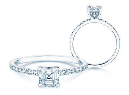 Bague de fiançailles Asscher Cut Pavé