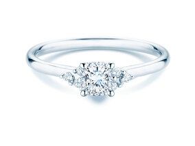 Bague de fiançailles Blossom Cushion en 9K or blanc avec diamants naturels 0,29ct G/SI