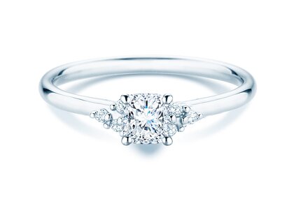 Bague de fiançailles Blossom Cushion en 9K or blanc avec diamants naturels 0,29ct G/SI