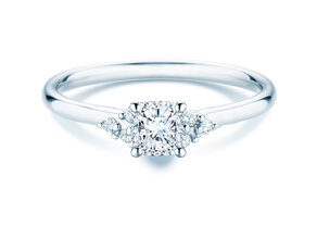 Bague de fiançailles Blossom Cushion en 9K or blanc avec diamants naturels 0,29ct G/SI