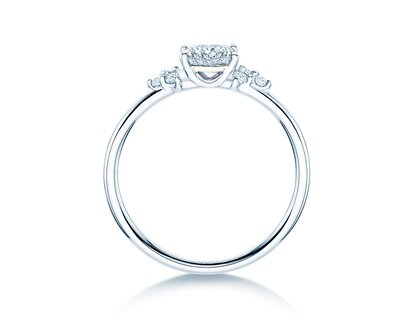 Bague de fiançailles Blossom Cushion en 9K or blanc avec diamants naturels 0,29ct G/SI