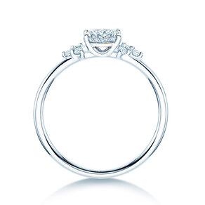 Bague de fiançailles Blossom Cushion en 9K or blanc avec diamants naturels 0,29ct G/SI