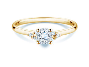 Bague de fiançailles Blossom Cushion en 9K or jaune avec diamants naturels 0,29ct G/SI
