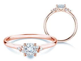 Bague de fiançailles Blossom Cushion en 9K or rose avec diamants naturels 0,29ct G/SI