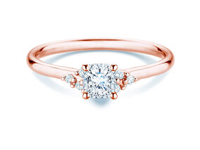 Bague de fiançailles Blossom Cushion en 9K or rose avec diamants naturels 0,29ct G/SI