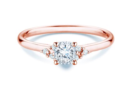Bague de fiançailles Blossom Cushion en 9K or rose avec diamants naturels 0,29ct G/SI