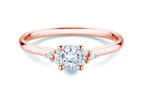 Bague de fiançailles Blossom Cushion en 9K or rose avec diamants naturels 0,29ct G/SI