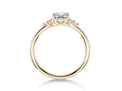 Bague de fiançailles Blossom Emerald en 14K or jaune avec diamants naturels 0,22ct G/VS