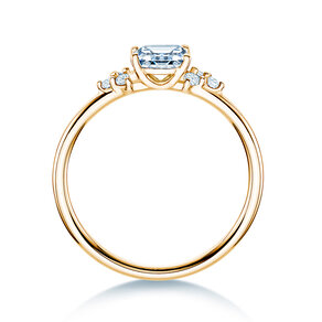 Bague de fiançailles Blossom Emerald en 14K or jaune avec diamants naturels 0,22ct G/VS
