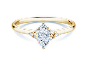 Bague de fiançailles Blossom Marquise en 9K or jaune avec diamants naturels 0,29ct G/SI
