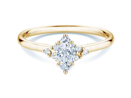 Bague de fiançailles Blossom Marquise en 14K or jaune avec diamants naturels 0,22ct G/SI