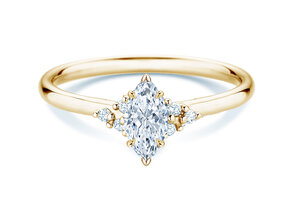 Bague de fiançailles Blossom Marquise en 14K or jaune avec diamants naturels 0,22ct G/SI