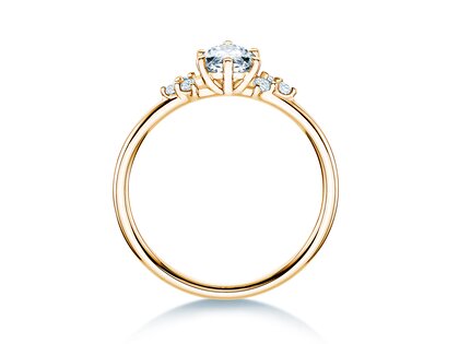 Bague de fiançailles Blossom Marquise en 14K or jaune avec diamants naturels 0,22ct G/SI