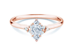 Bague de fiançailles Blossom Marquise en 9K or rose avec diamants naturels 0,29ct G/SI