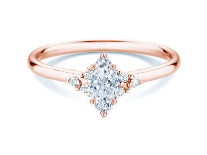 Bague de fiançailles Blossom Marquise en 9K or rose avec diamants naturels 0,29ct G/SI