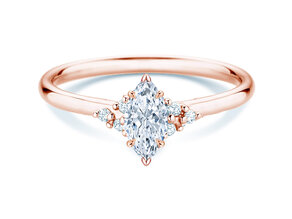 Bague de fiançailles Blossom Marquise en 9K or rose avec diamants naturels 0,29ct G/SI
