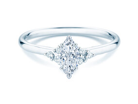 Bague de fiançailles Blossom Marquise en 9K or blanc avec diamants naturels 0,29ct G/SI