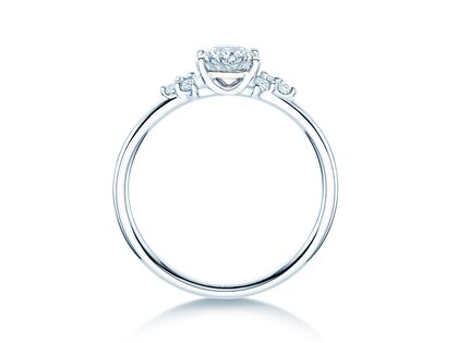 Bague de fiançailles Blossom Oval en 9K or blanc avec diamants naturels 0,29ct G/SI