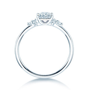 Bague de fiançailles Blossom Oval en 9K or blanc avec diamants naturels 0,29ct G/SI