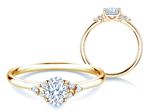 Bague de fiançailles Blossom Oval en or jaune