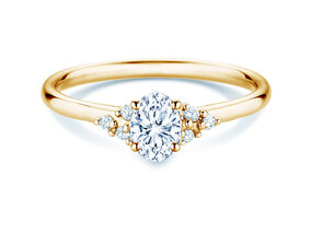 Bague de fiançailles Blossom Oval en 9K or jaune avec diamants naturels 0,29ct G/SI