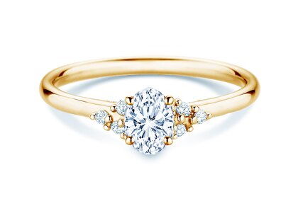Bague de fiançailles Blossom Oval en 9K or jaune avec diamants naturels 0,29ct G/SI