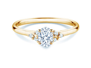 Bague de fiançailles Blossom Oval en 9K or jaune avec diamants naturels 0,29ct G/SI