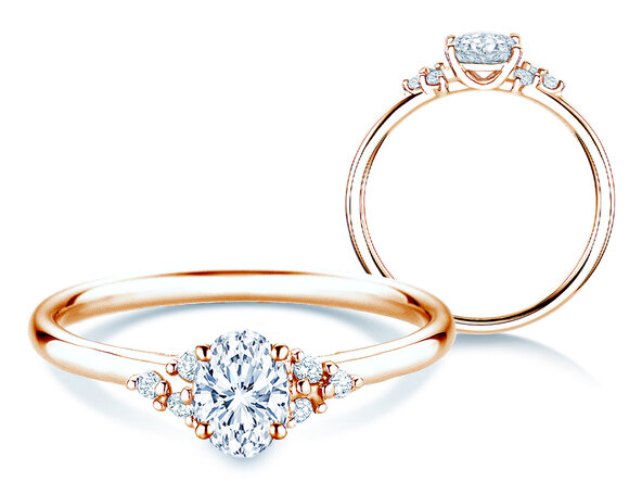 Bague de fiançailles Blossom Oval en or rose