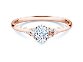 Bague de fiançailles Blossom Oval en 9K or rose avec diamants naturels 0,29ct G/SI