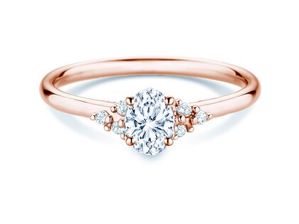 Bague de fiançailles Blossom Oval en 9K or rose avec diamants naturels 0,29ct G/SI