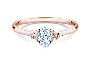 Bague de fiançailles Blossom Oval en 9K or rose avec diamants naturels 0,29ct G/SI
