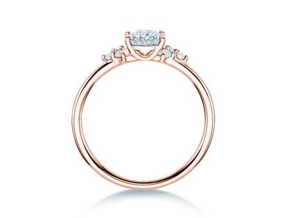 Bague de fiançailles Blossom Oval en 9K or rose avec diamants naturels 0,29ct G/SI