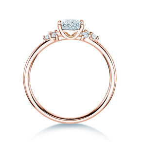 Bague de fiançailles Blossom Oval en 9K or rose avec diamants naturels 0,29ct G/SI