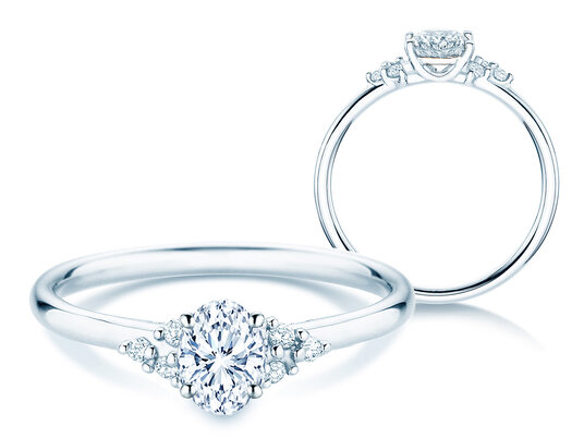 Bague de fiançailles Blossom Oval en platine