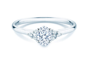 Bague de fiançailles Blossom Oval en 9K or blanc avec diamants naturels 0,29ct G/SI
