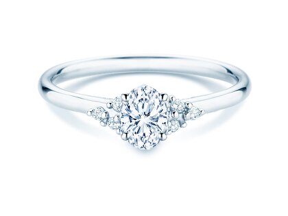 Bague de fiançailles Blossom Oval en 9K or blanc avec diamants naturels 0,29ct G/SI
