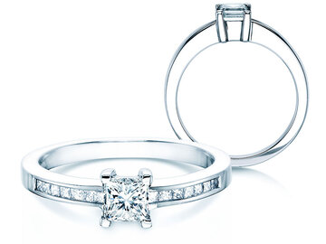 Bague de fiançailles Chloe en 18K or blanc avec diamants 0,84ct G/SI
