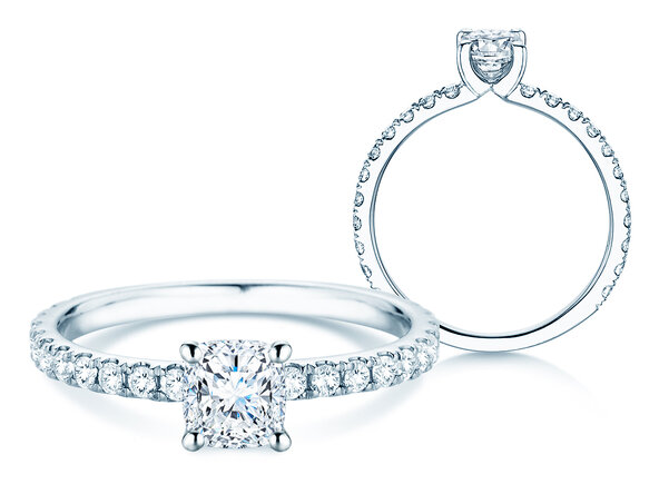 Bague de fiançailles Classic 4 Cushion Pavé