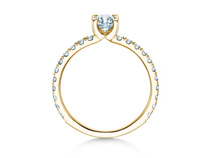 Bague de fiançailles Classic 4 Cushion Pavé en 14K or jaune avec diamants naturels 0,33ct G/SI
