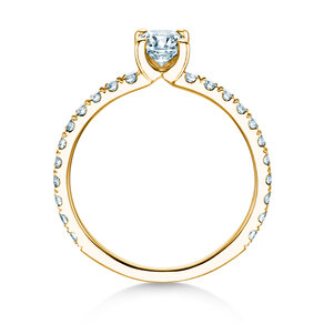 Bague de fiançailles Classic 4 Cushion Pavé en 14K or jaune avec diamants naturels 0,33ct G/SI