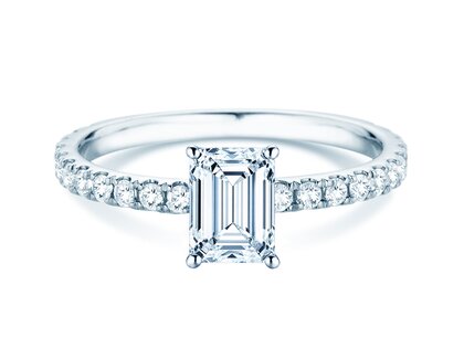 Bague de fiançailles Classic 4 Emerald Pavé